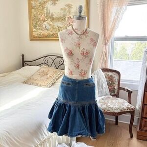 90s Lisa and Scott denim convertible zip skirt size 8